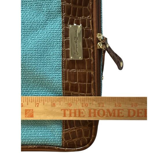 Samantha Brown Travel Jewelry Cosmetic Organizer Blue Brown Faux Croc 5 Pouches - Picture 8 of 11